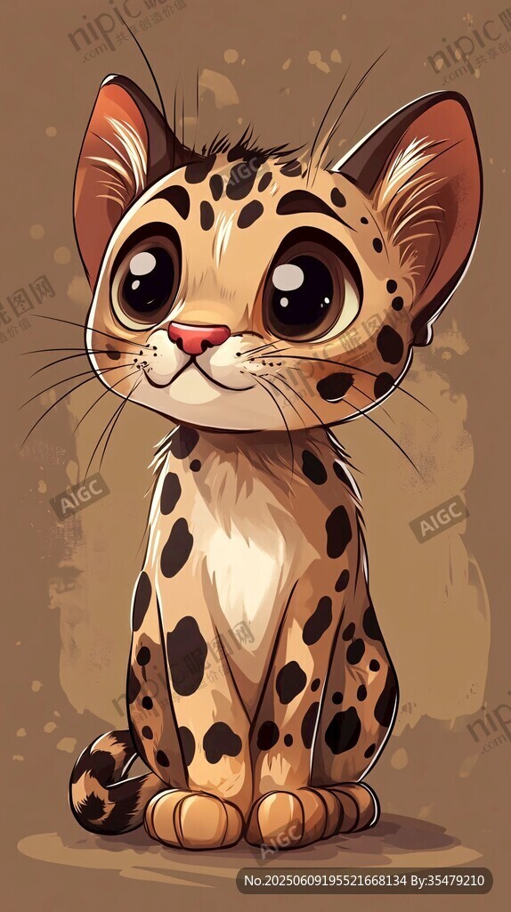 可爱豹纹小猫插画形象