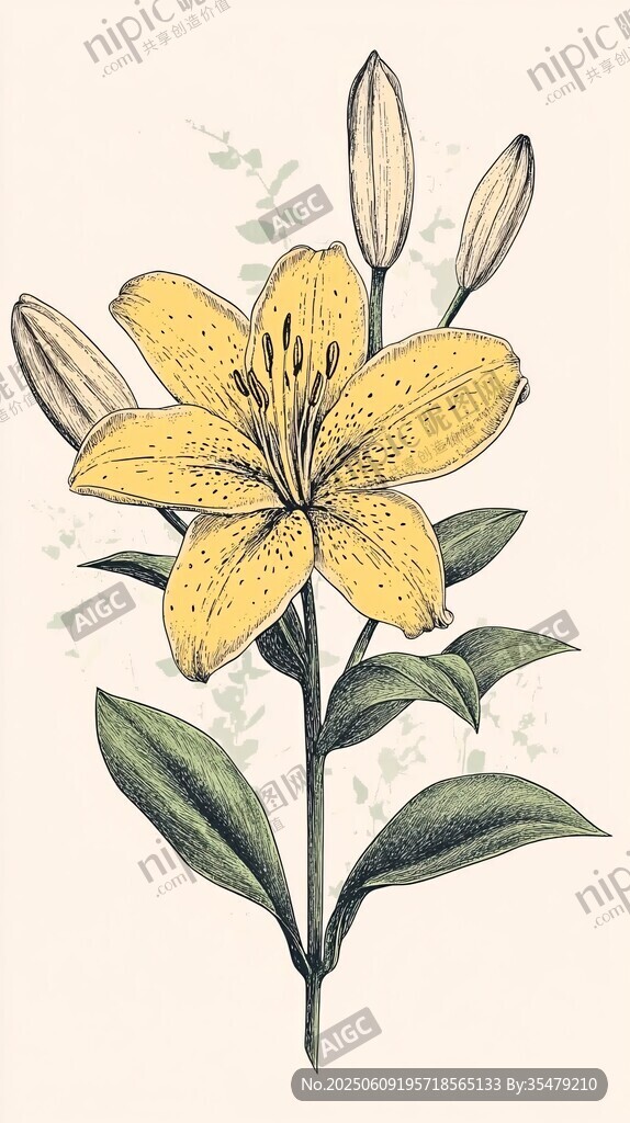 黄色百合花插画