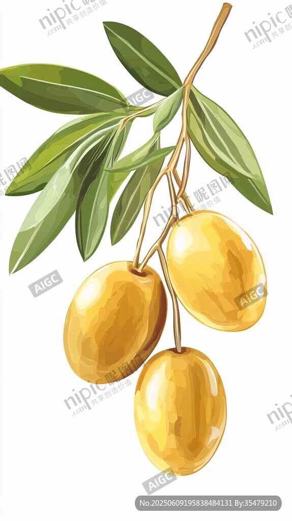 金黄橄榄枝上挂的果实