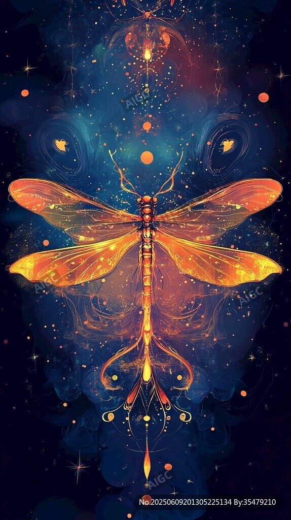 梦幻星空下的奇幻蜻蜓