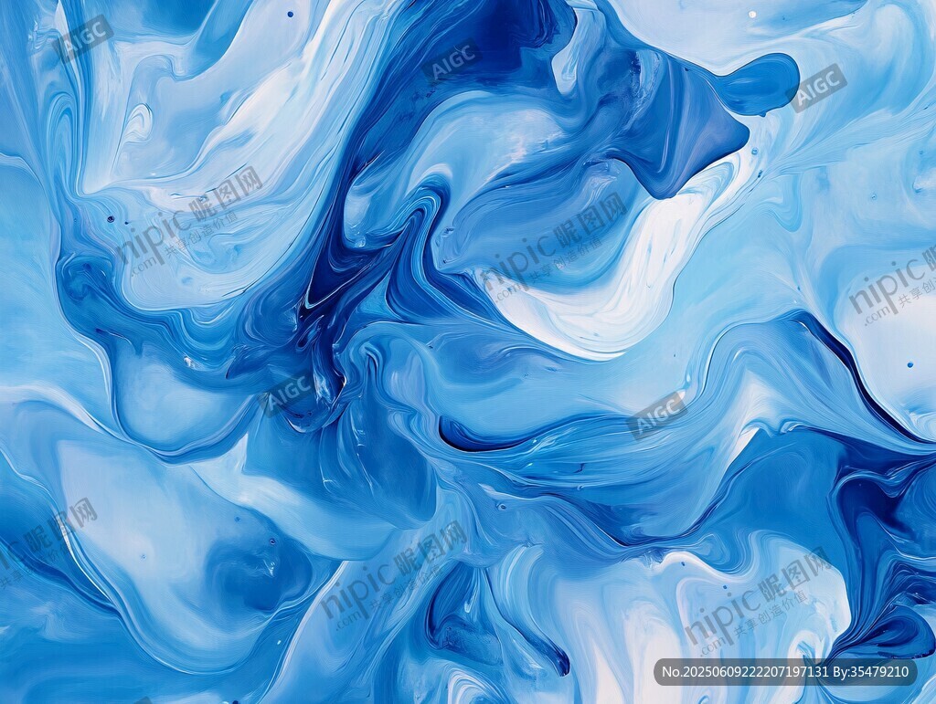 蓝色流体艺术抽象纹理画面