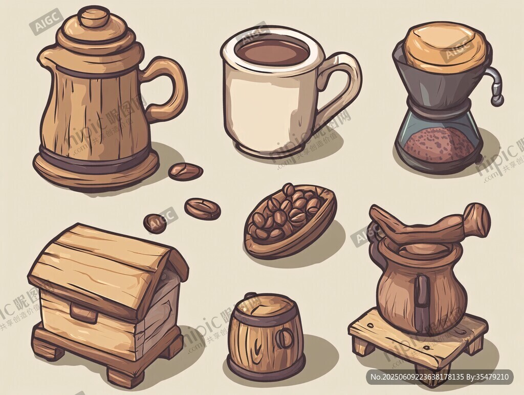 复古风咖啡器具插画