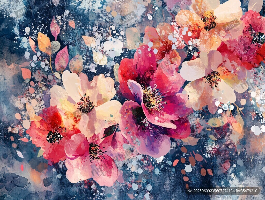 梦幻水彩花卉艺术画作