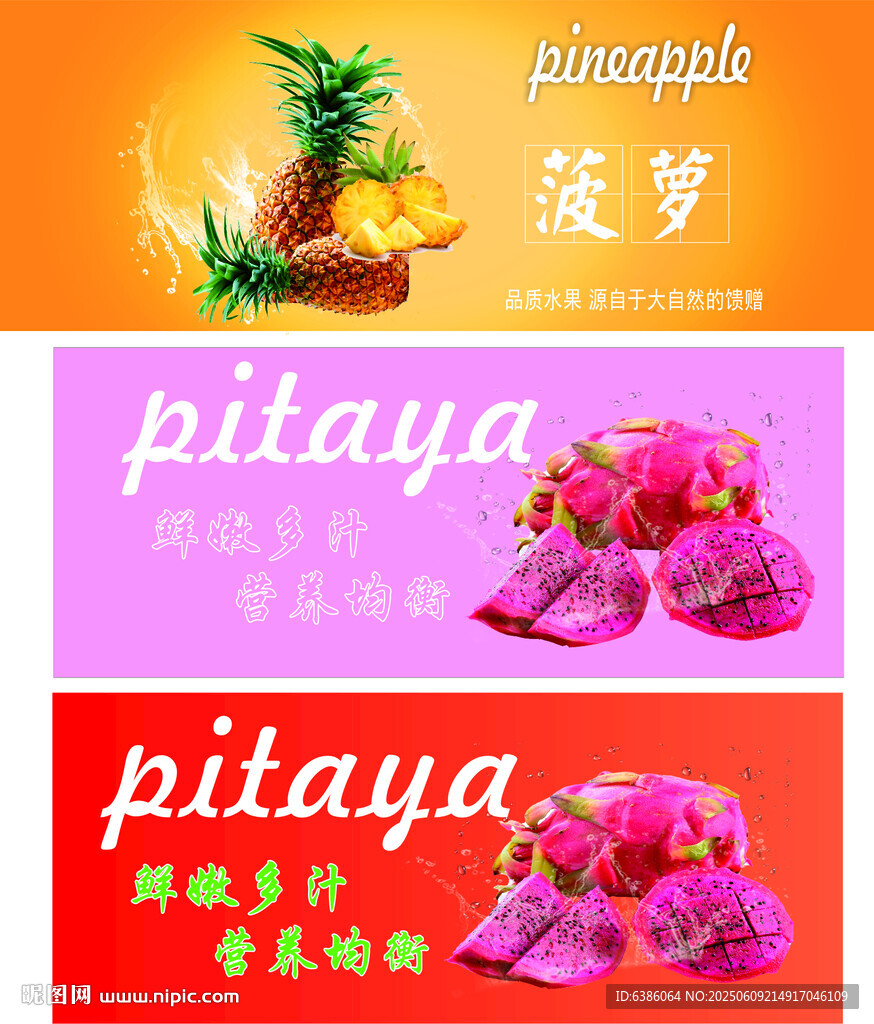 菠萝与火龙果水果海报展示