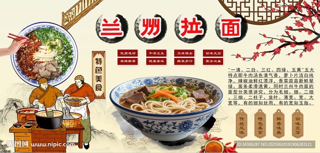 兰州拉面背景墙