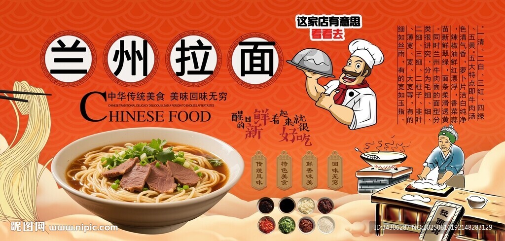 兰州拉面背景墙