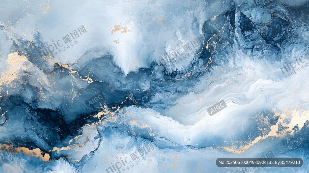 梦幻蓝金流体艺术纹理