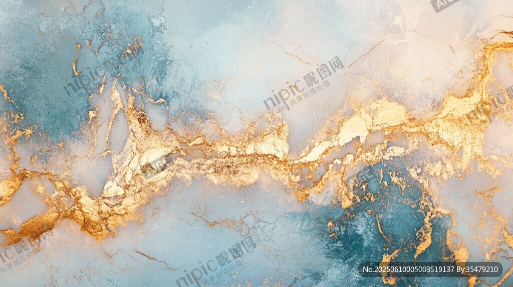 梦幻蓝金大理石纹理背景