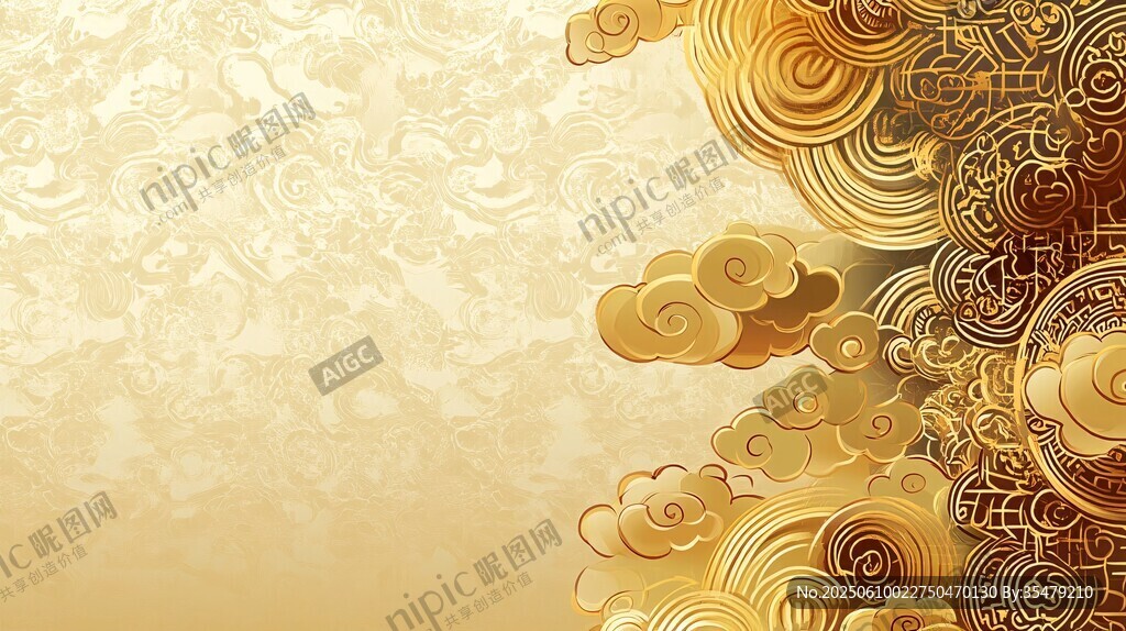 金色云纹中式华丽背景图
