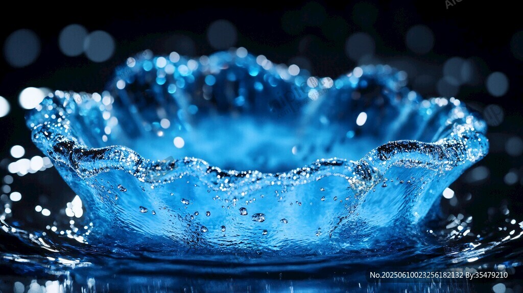 蓝色水花绽放瞬间