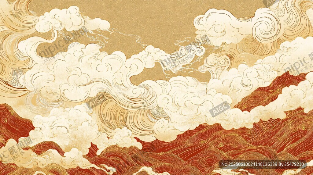 古风云海山川图