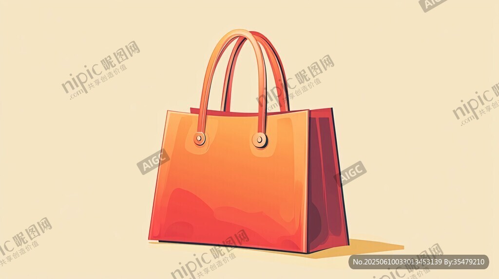 时尚橙色手提包插画
