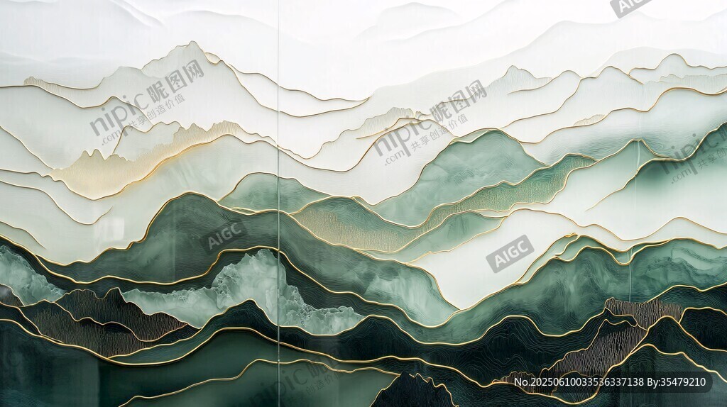 山峦层叠水墨风艺术画