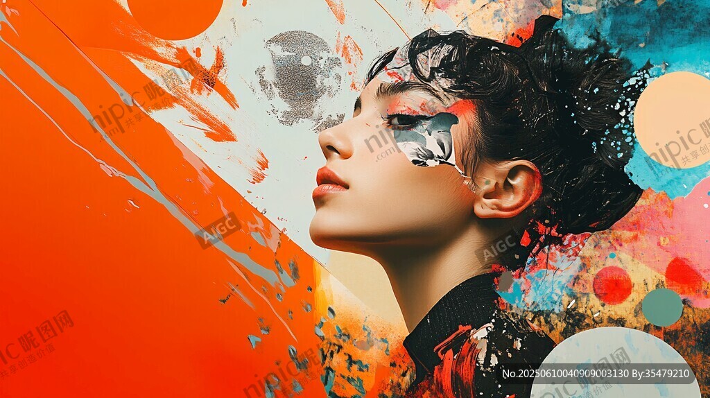 梦幻彩妆女子的艺术画像