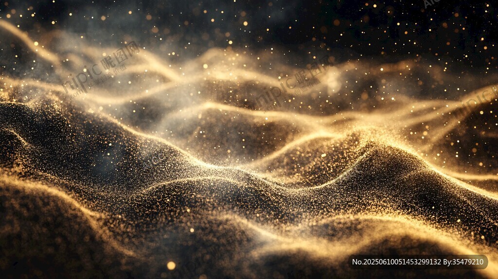 金色粒子涌动梦幻背景