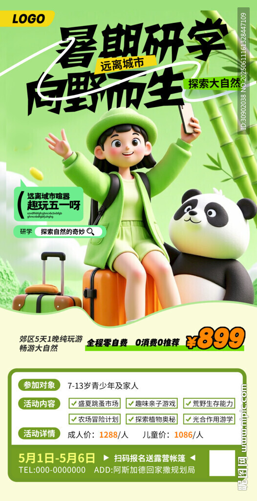 暑假研学活动宣传海报