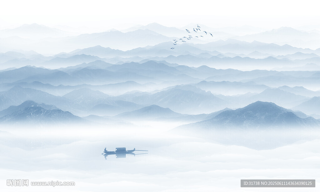 现代简约新中式水墨山水画背景墙