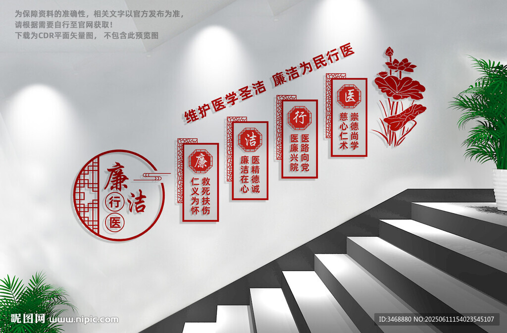 廉洁行医楼梯文化墙