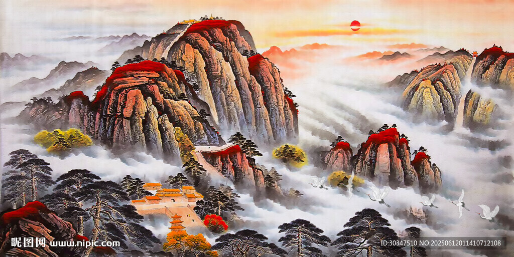 泰山日出国画