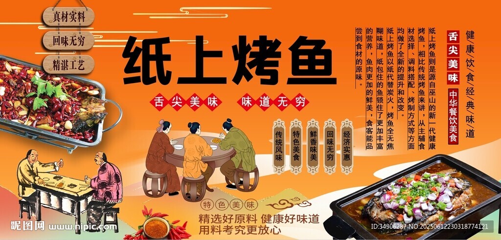 纸上烤鱼背景墙