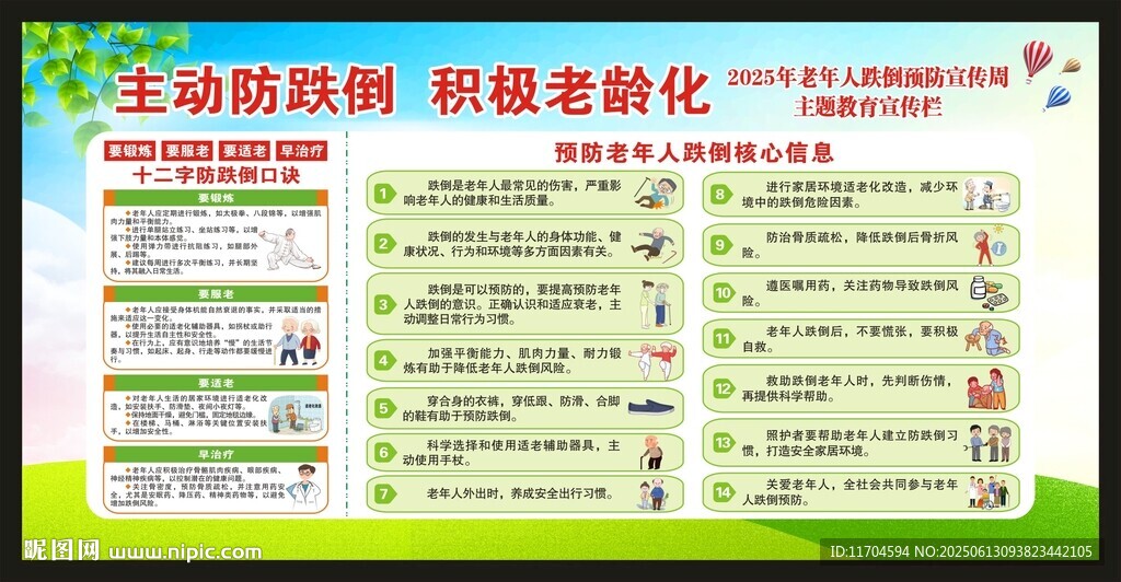 老年人跌倒预防宣传周宣传栏