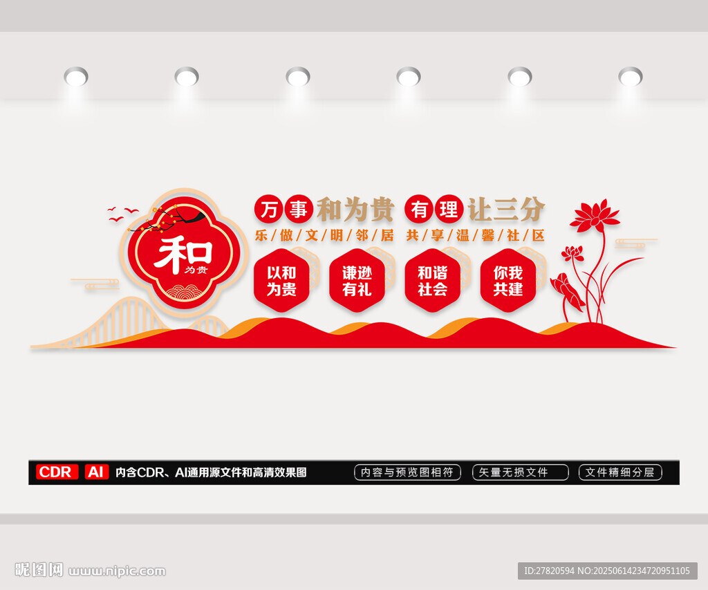 社区以和为贵文化墙