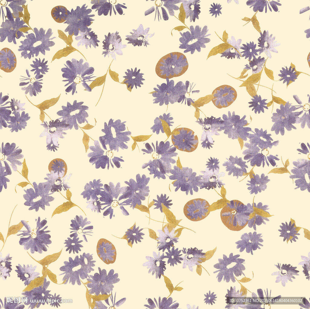 淡紫色花卉图案布料