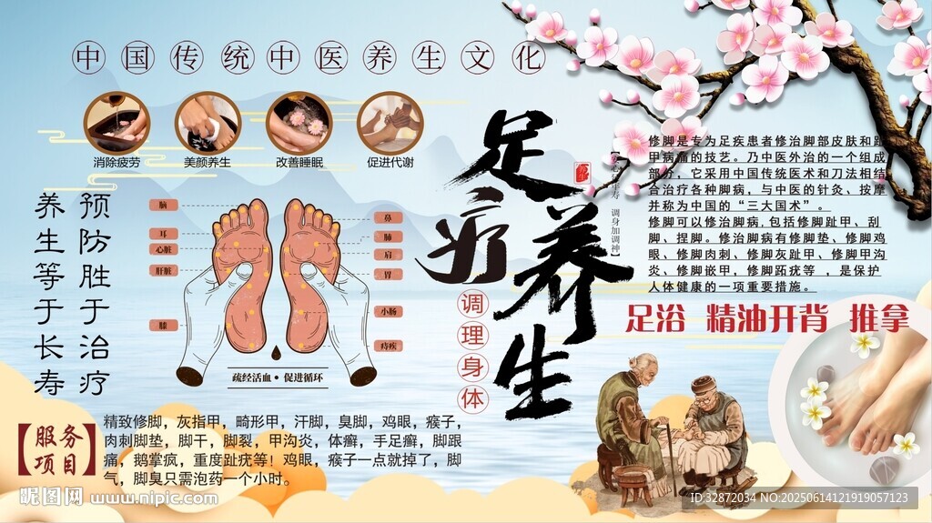 足疗养生背景墙