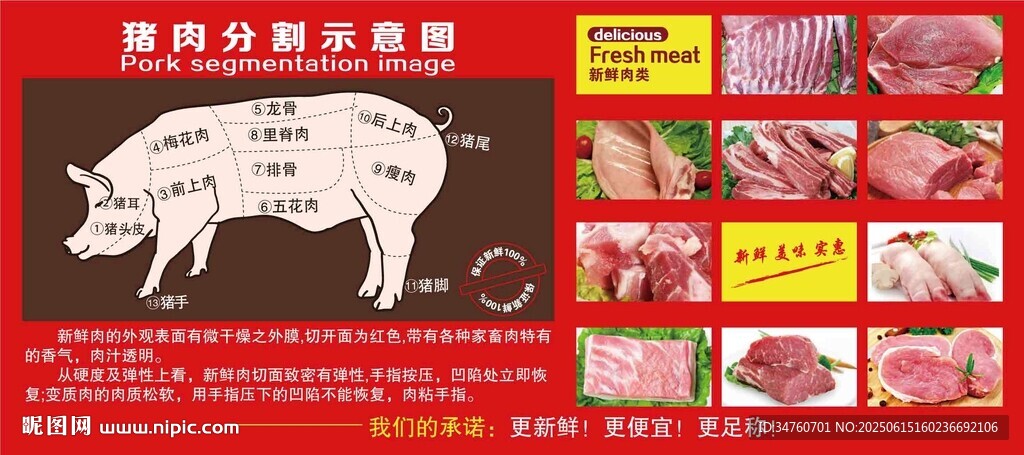 猪肉分割示意图