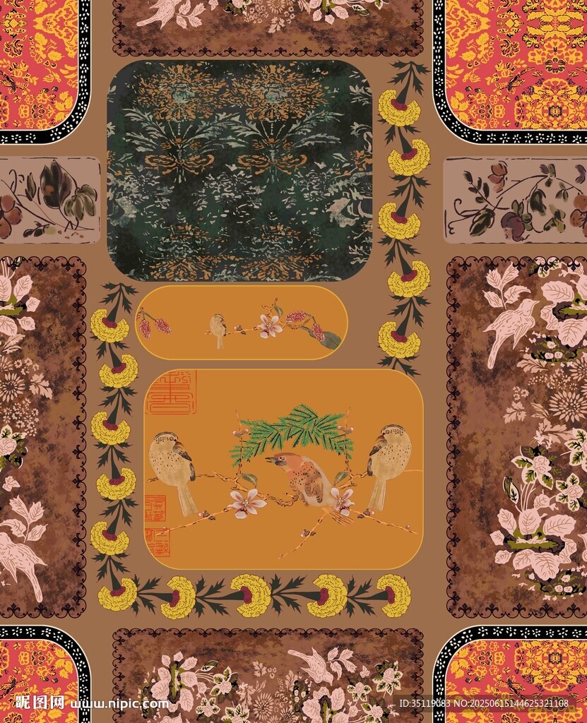 传统民族风图案地毯