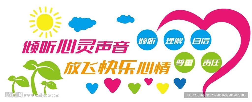 心理咨询文化墙倾听心灵声音用心