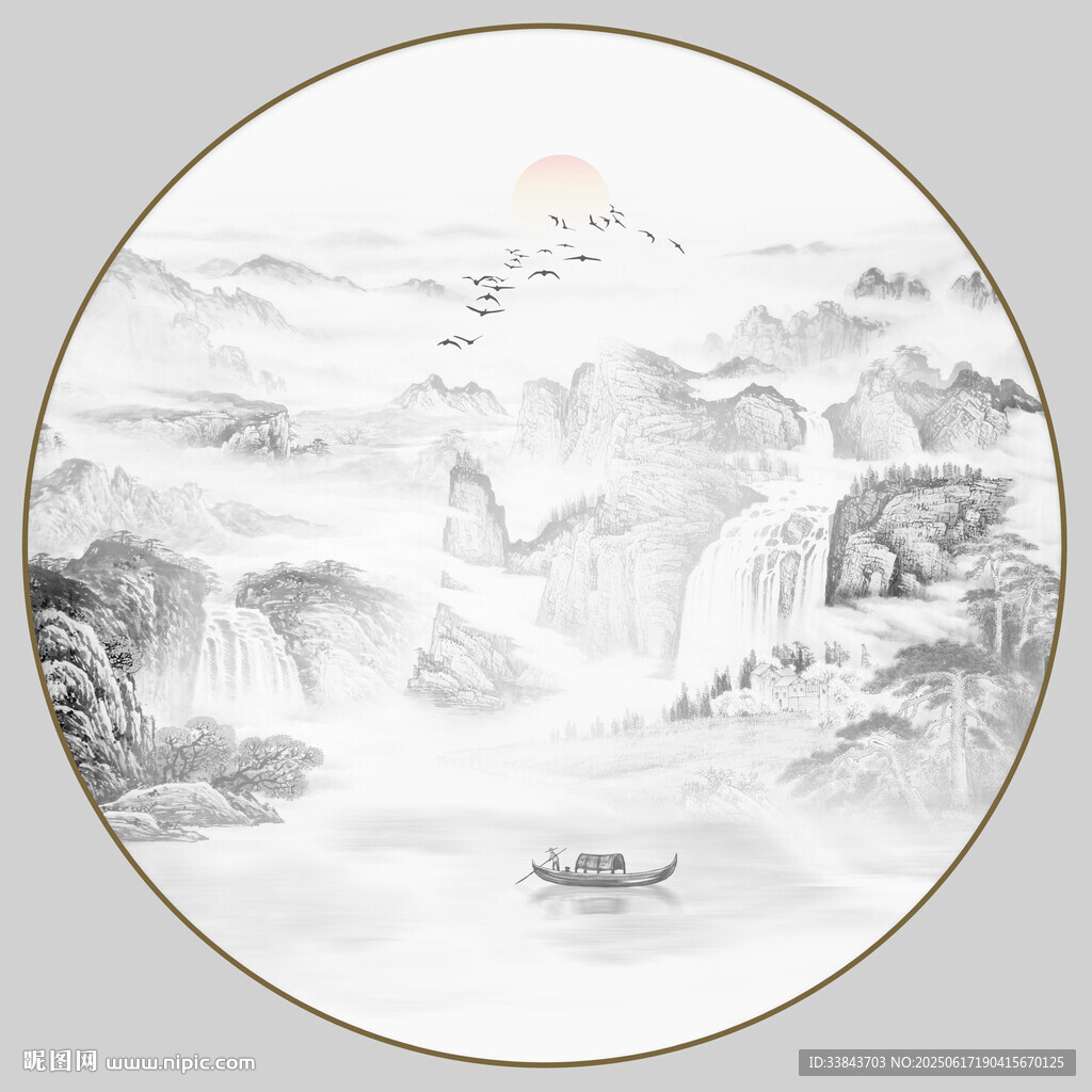 圆形山水画