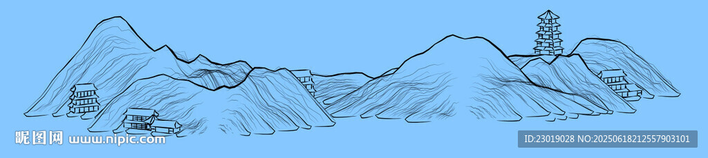 抽象线条山水画