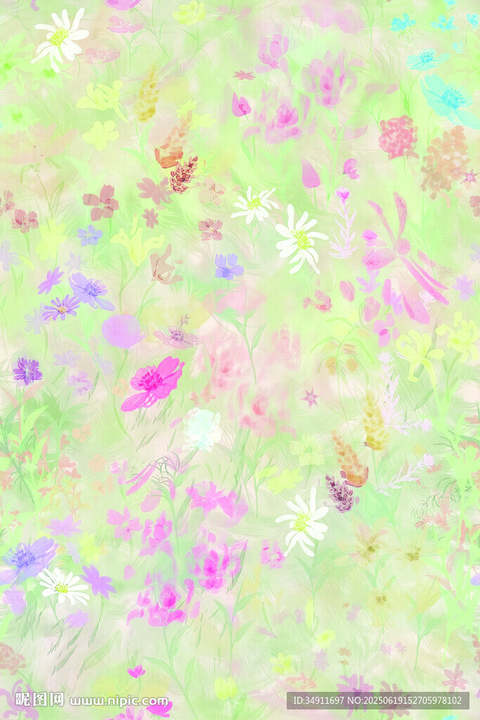 梦幻多彩抽象花卉背景图