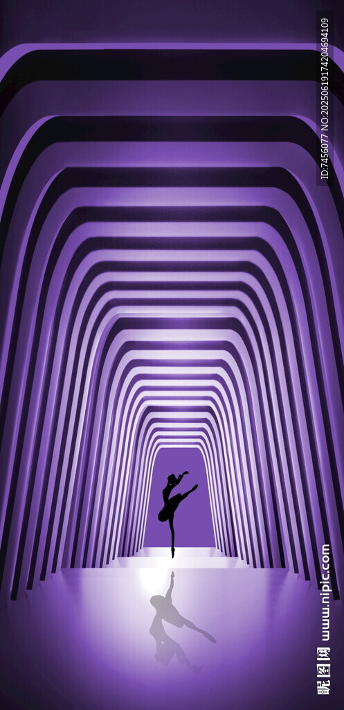 紫色隧道中的孤独身影玄关图