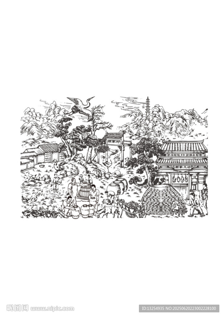 酿酒图 白酒插画