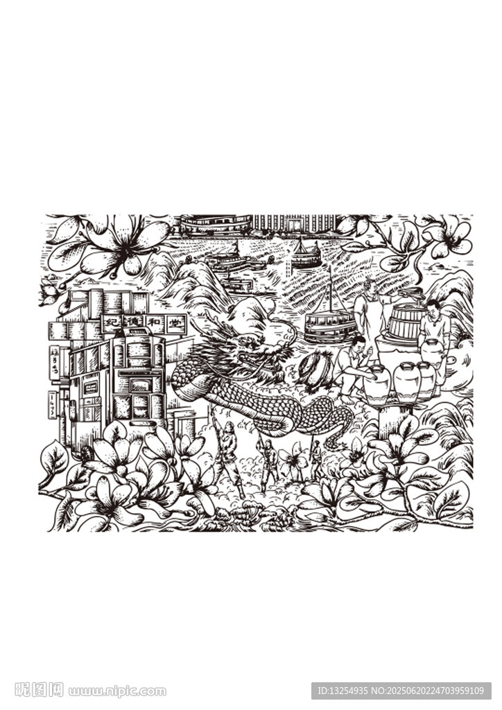 酿酒图 白酒插画