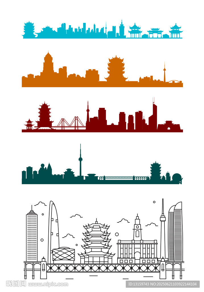武汉地标建筑剪影集合