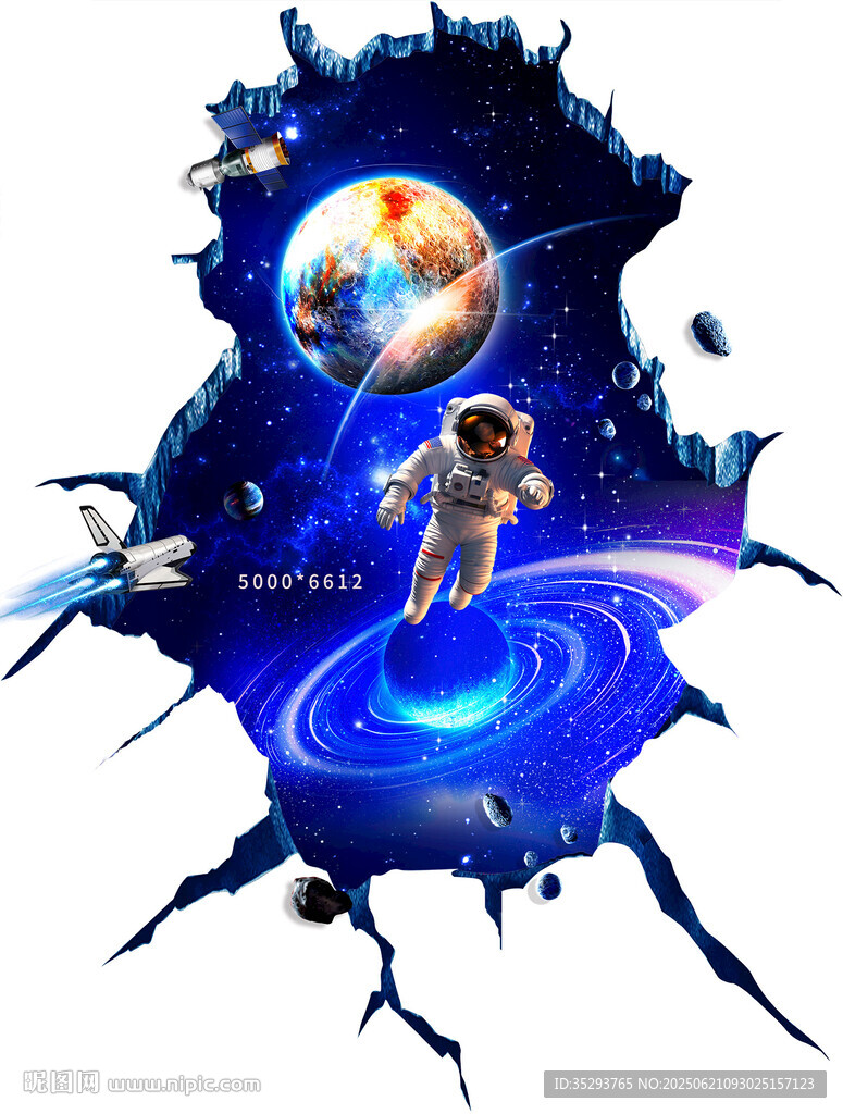 宇航员破次元遨游太空
