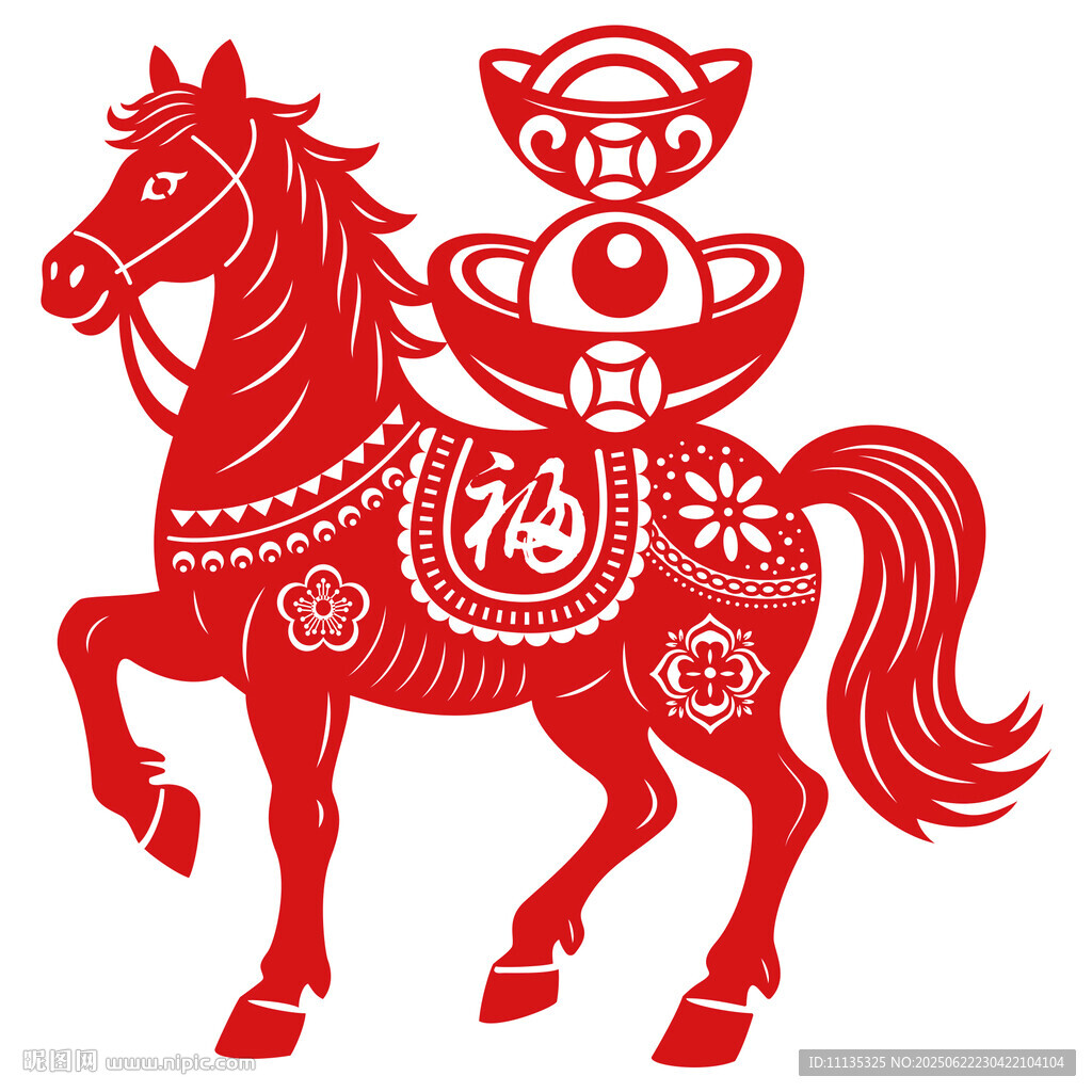 马年剪纸马窗花静电贴