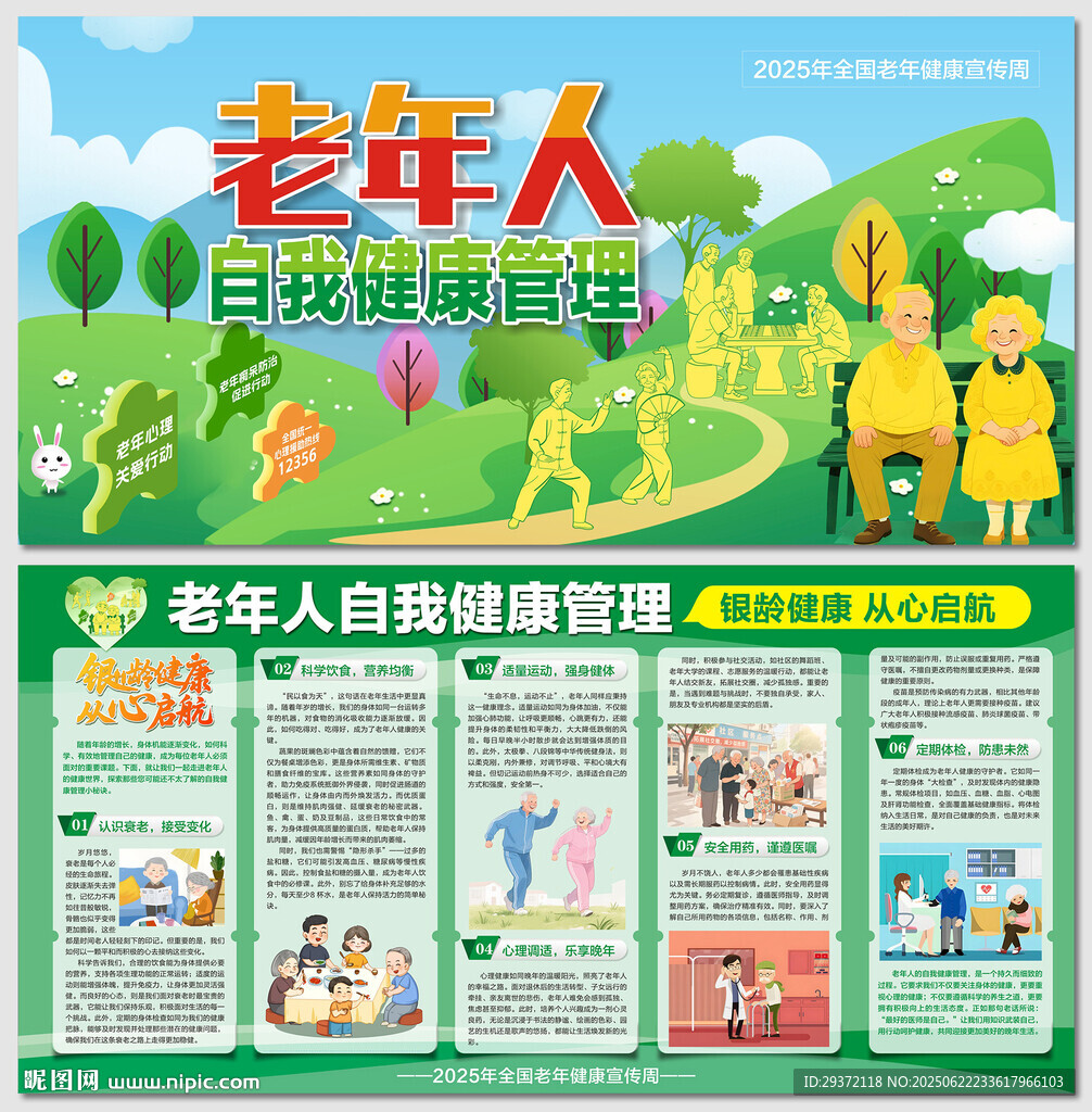 老年人自我健康管理医疗展板