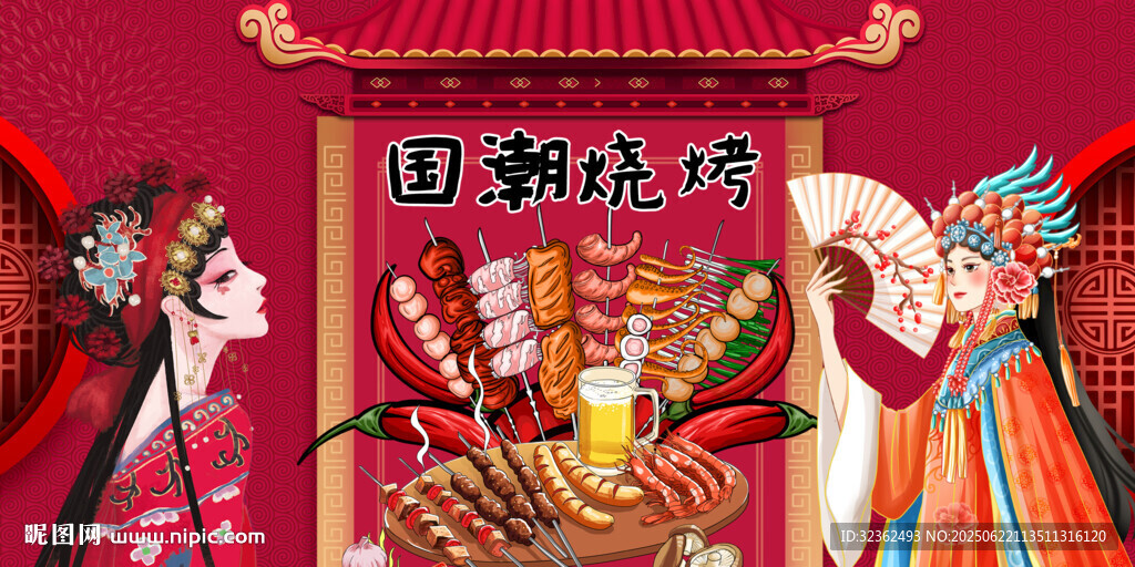烧烤撸串背景墙