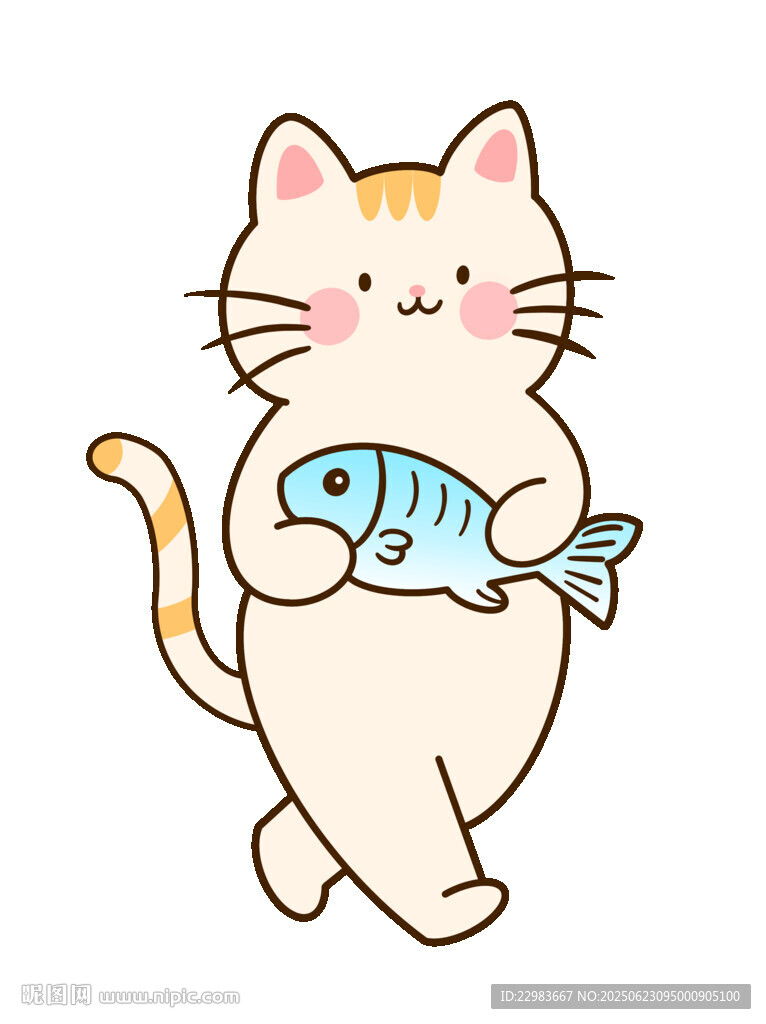 抱鱼的可爱猫咪