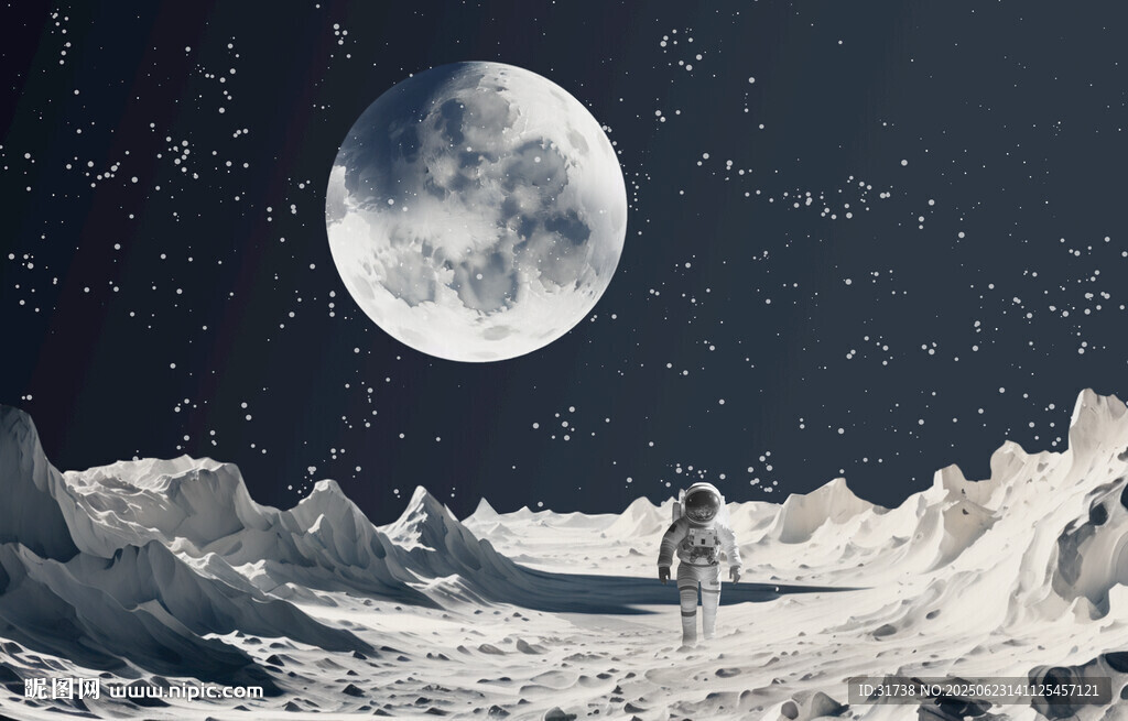 灰色宇宙星空月球背景墙