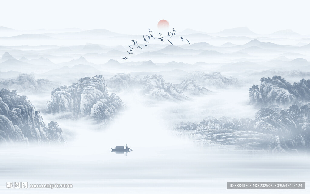 意境水墨山水画