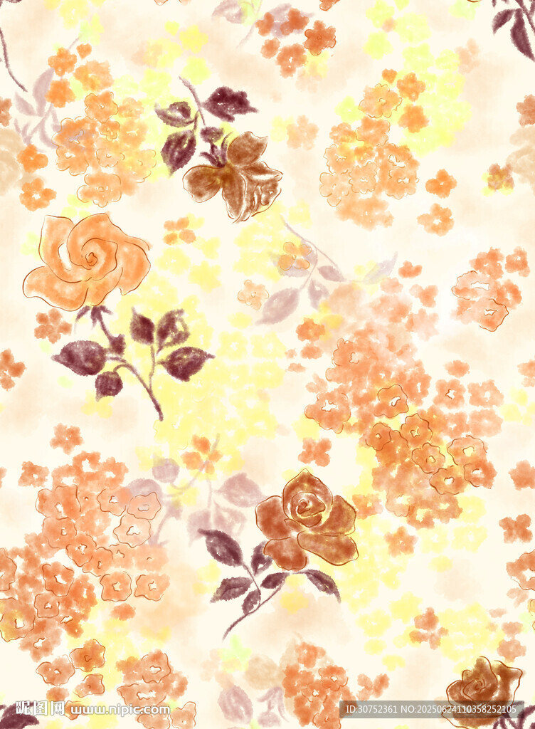 花卉图案背景色彩柔和