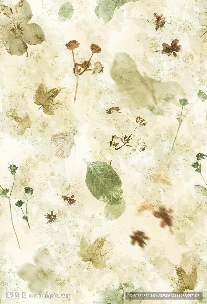 复古风植物花卉纹理背景