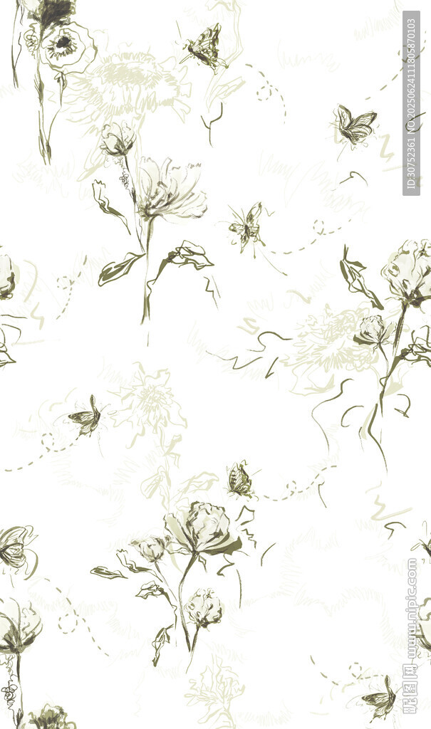 白色花卉图案背景