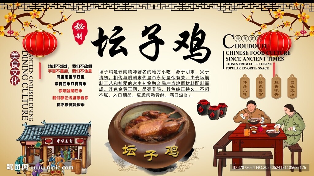 坛子鸡背景墙