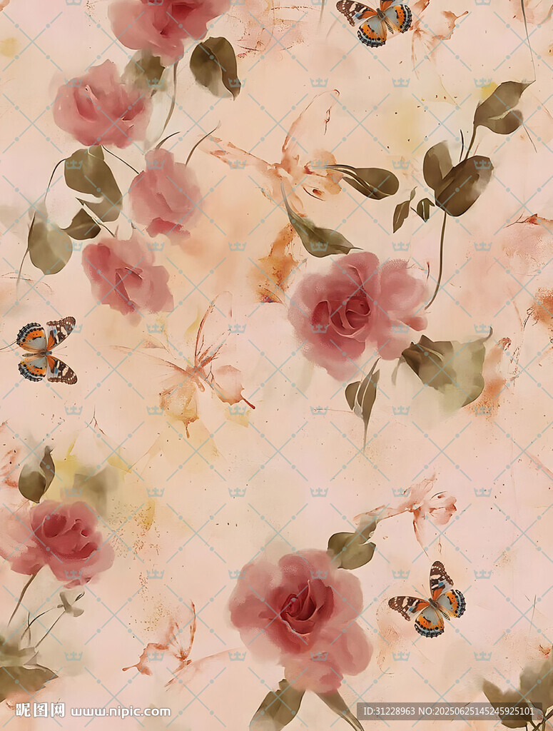 粉色花卉图案布料纹理